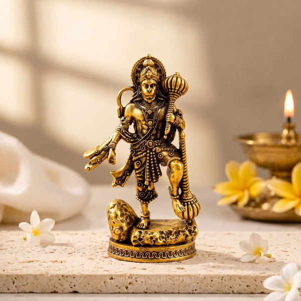 Raksha Kavach Hanuman Murti - Gold Plated