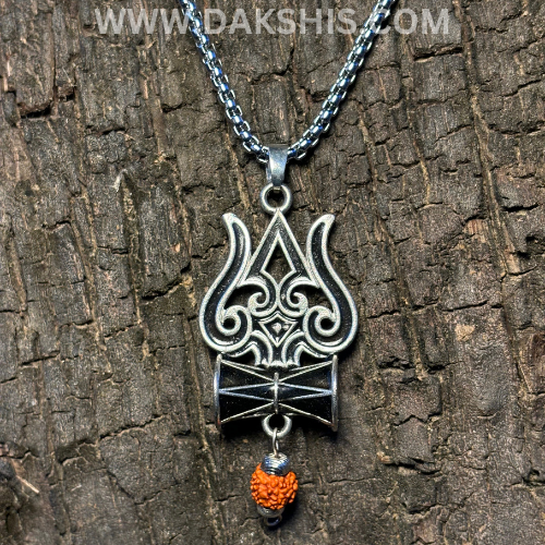Silver Plated Trishul Rudraksha Locket With Chain