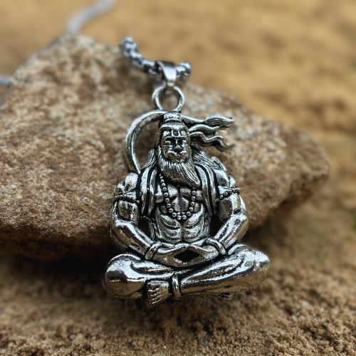 Silver Plated Hanuman Locket With Chain