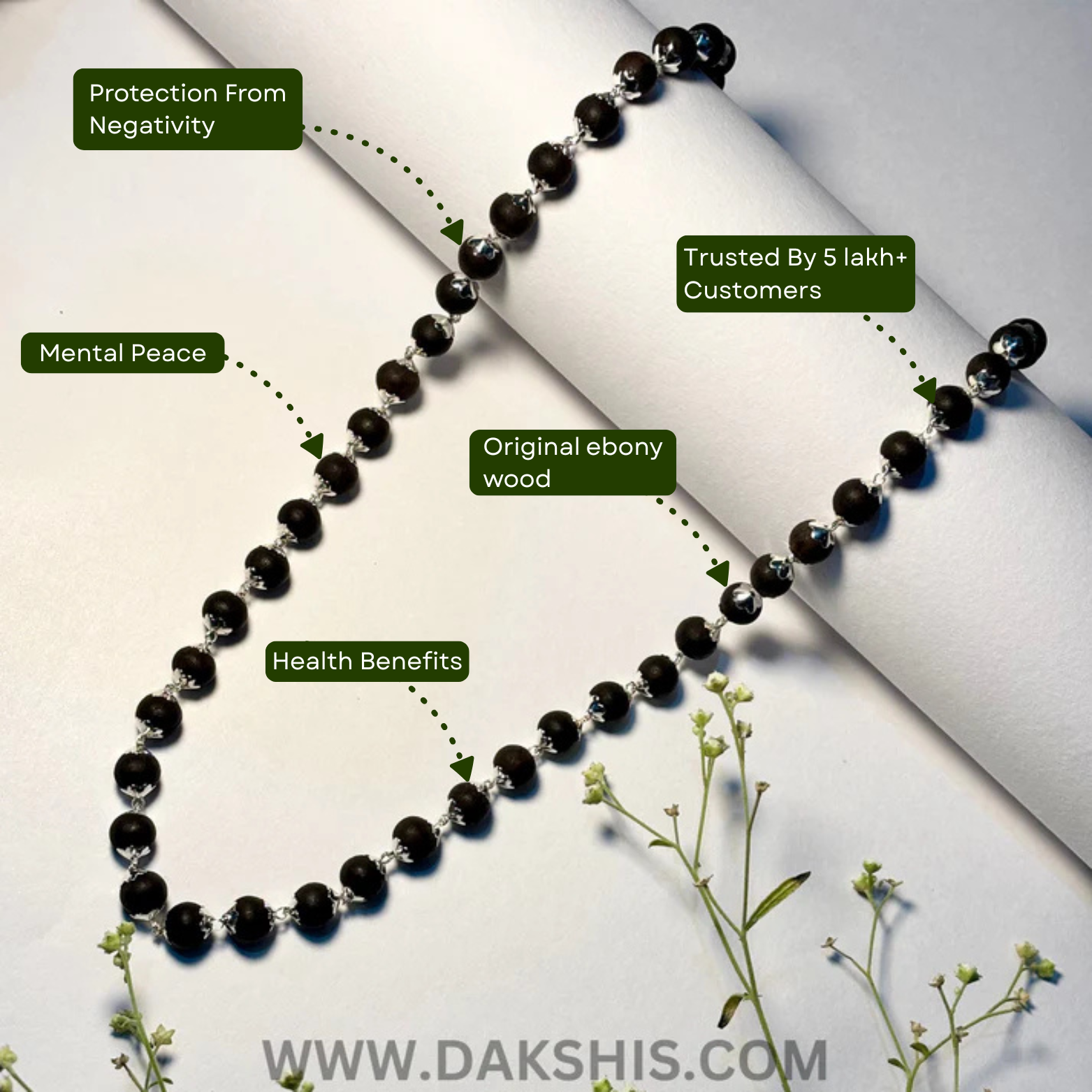 Karungali Silver Cap Malai - Certified