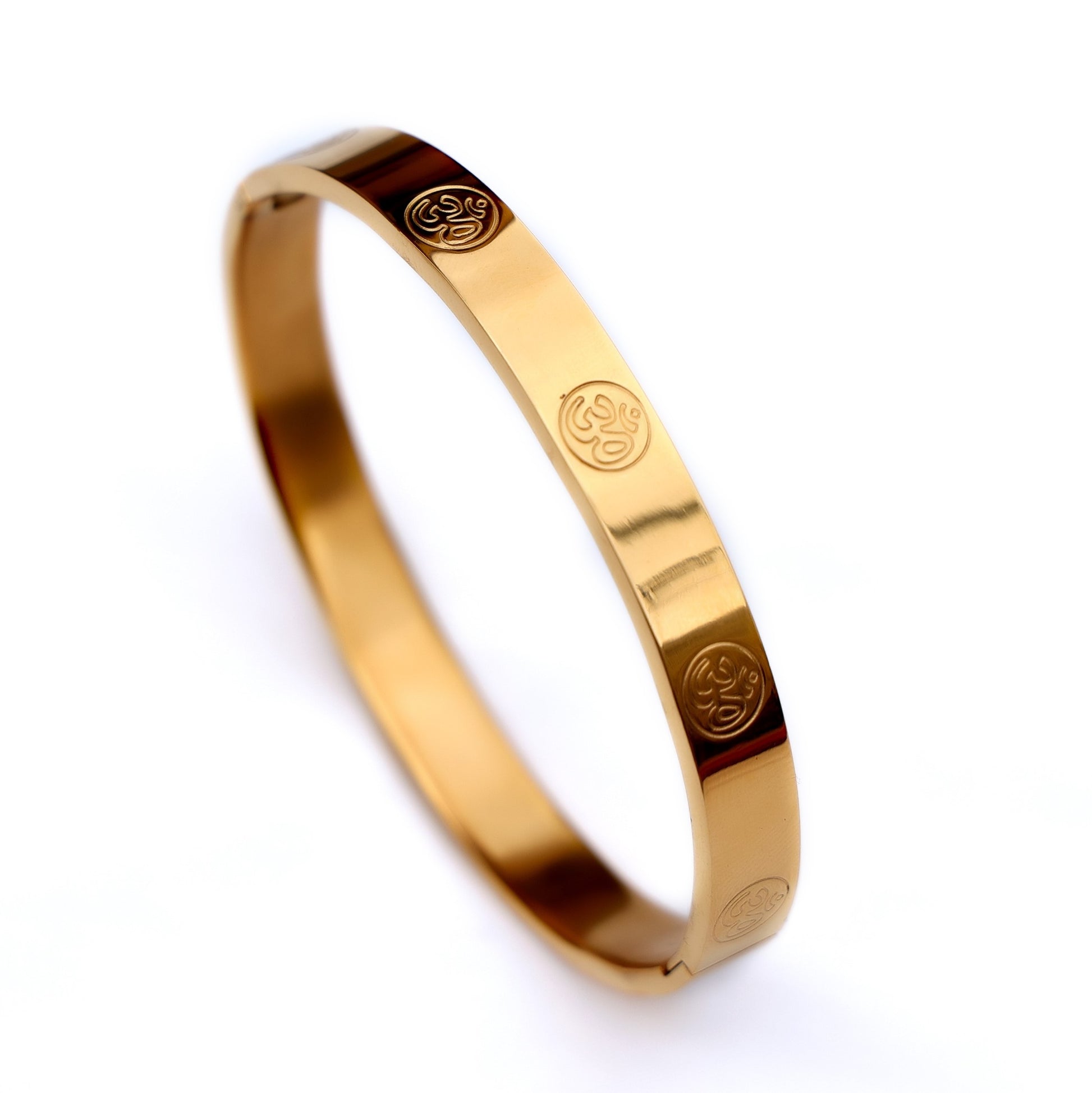 Carved Om 24k Gold Plated Bracelet – DAKSHIS