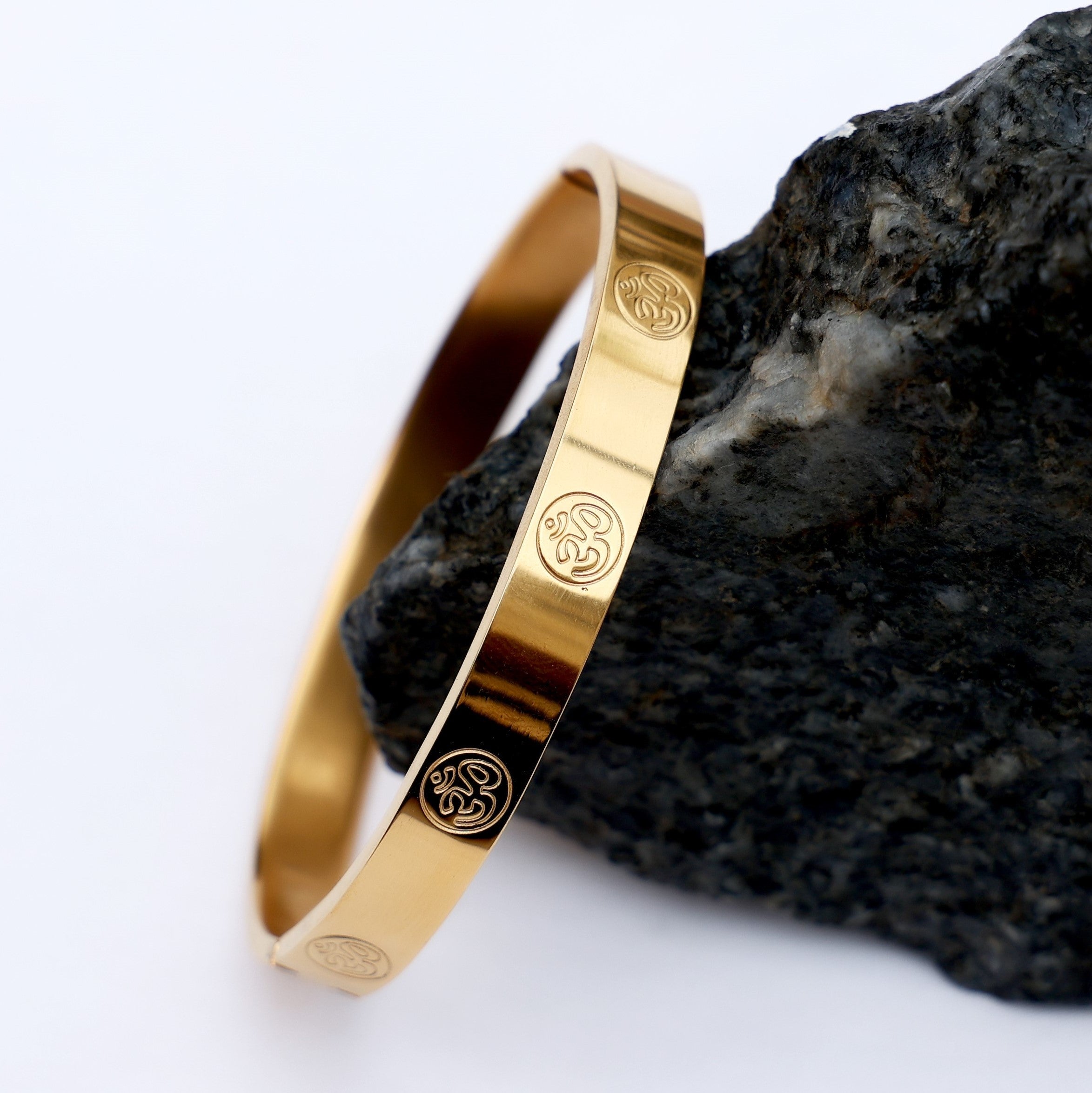 Carved Om 24k Gold Plated Bracelet