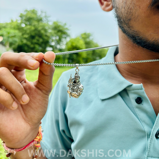 Silver Plated Mahadev Locket With Chain