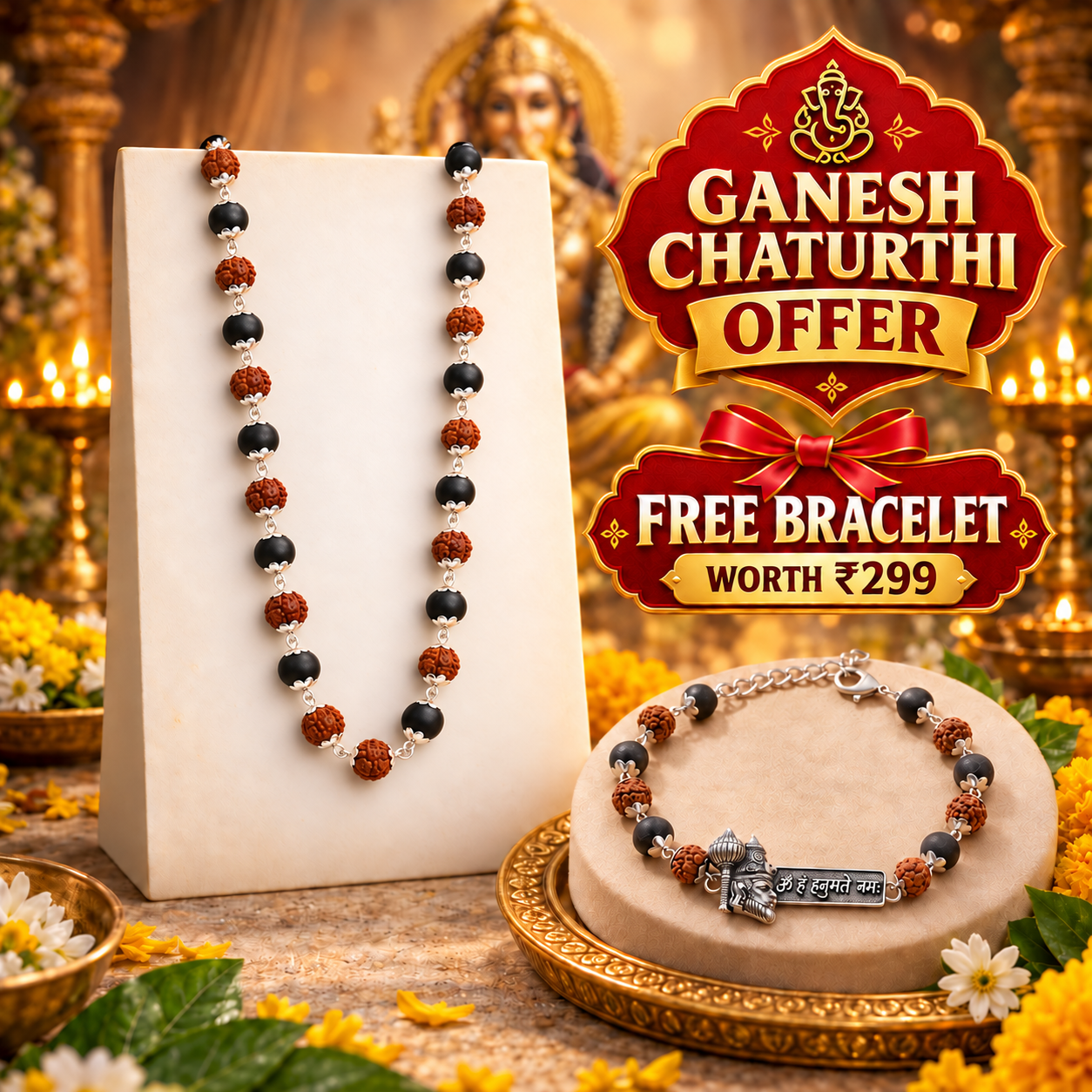 Silver Plated Rudraksha Karungali Mala