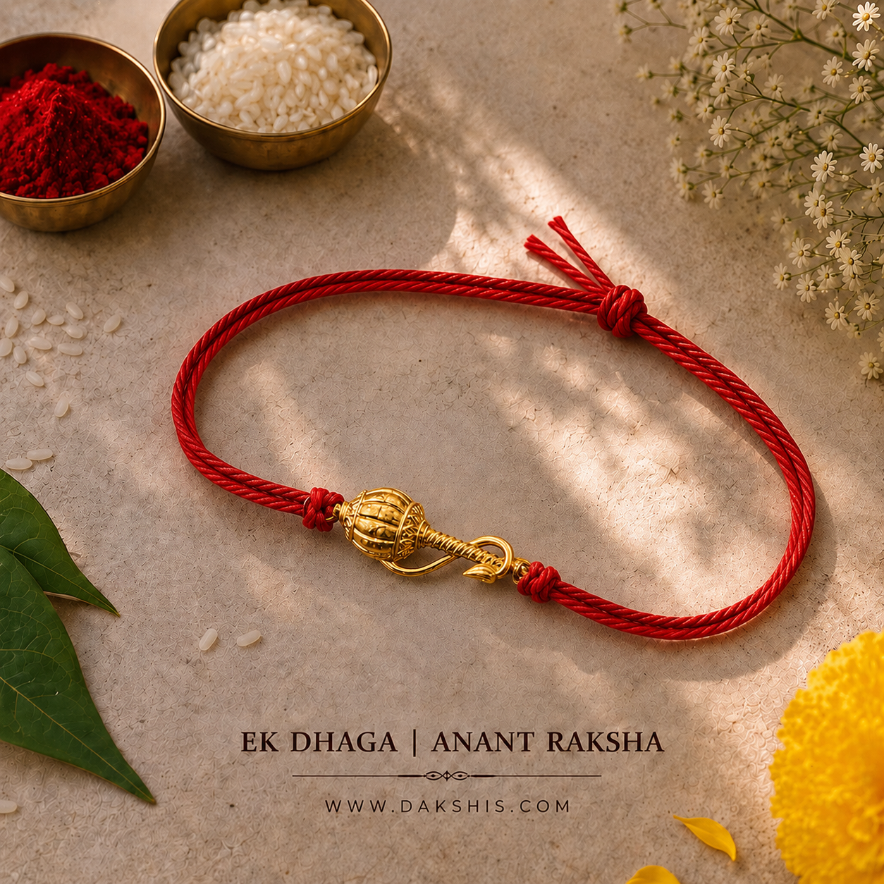 Gada Raksha Rakhi - Gold Plated