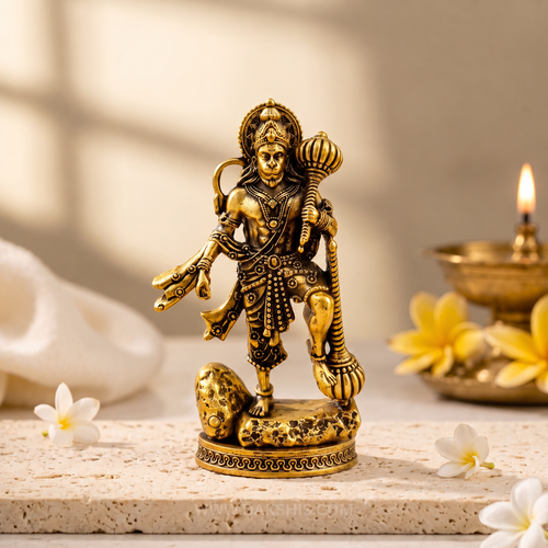 Raksha Kavach Hanuman Murti - Gold Plated