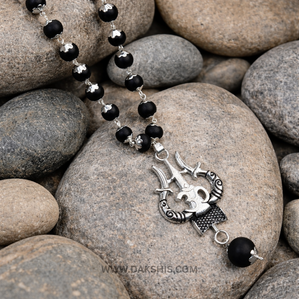 Karungali Mala With Shiva Trishool Locket