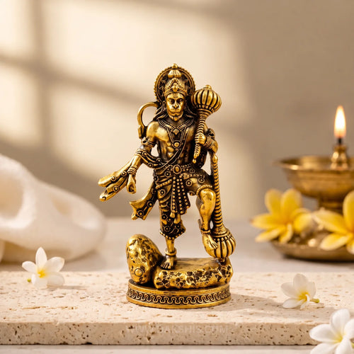 Raksha Kavach Hanuman Murti - Gold Plated