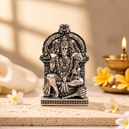 Divine Panchmukhi Bajrangbali Murti - Silver Plated