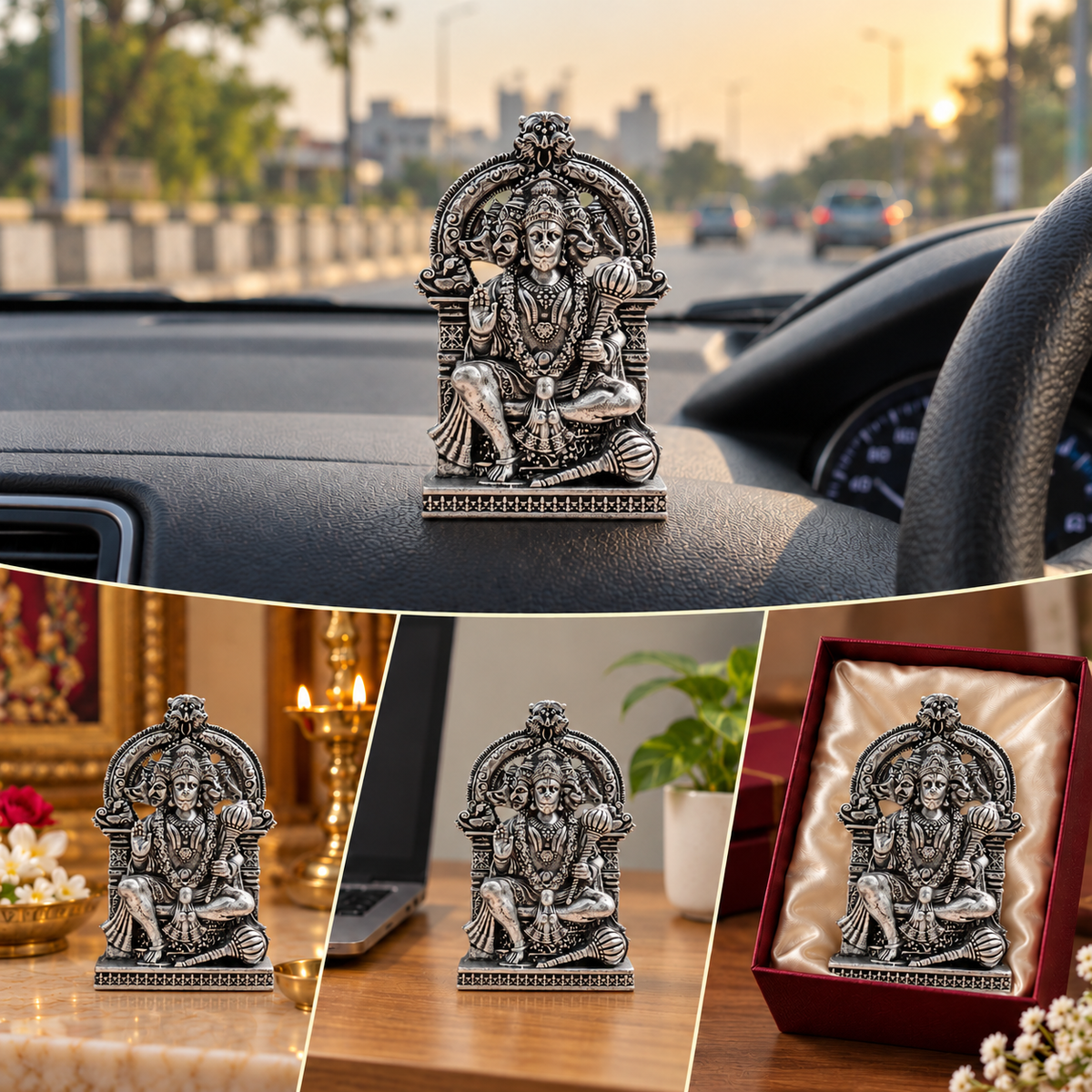 Divine Panchmukhi Bajrangbali Murti - Silver Plated