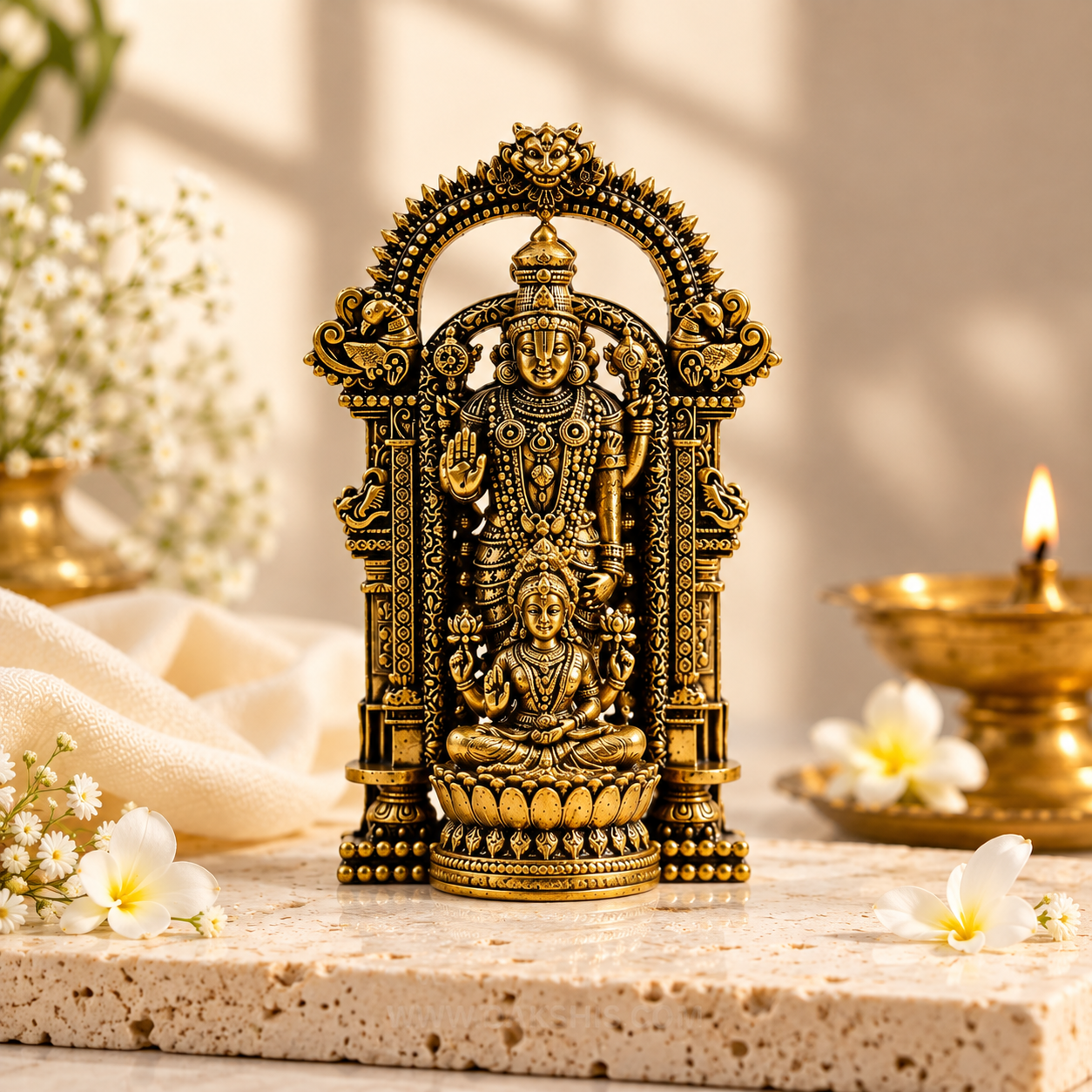 Shri Venkateswara Mahalakshmi Sangam Murti - Gold Plated