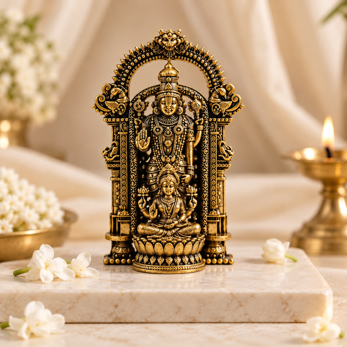 Shri Venkateswara Mahalakshmi Sangam Murti - Gold Plated
