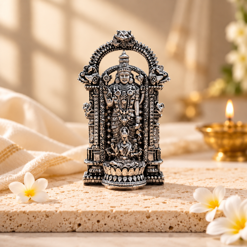 Shri Venkateswara Mahalakshmi Sangam Murti - Silver Plated