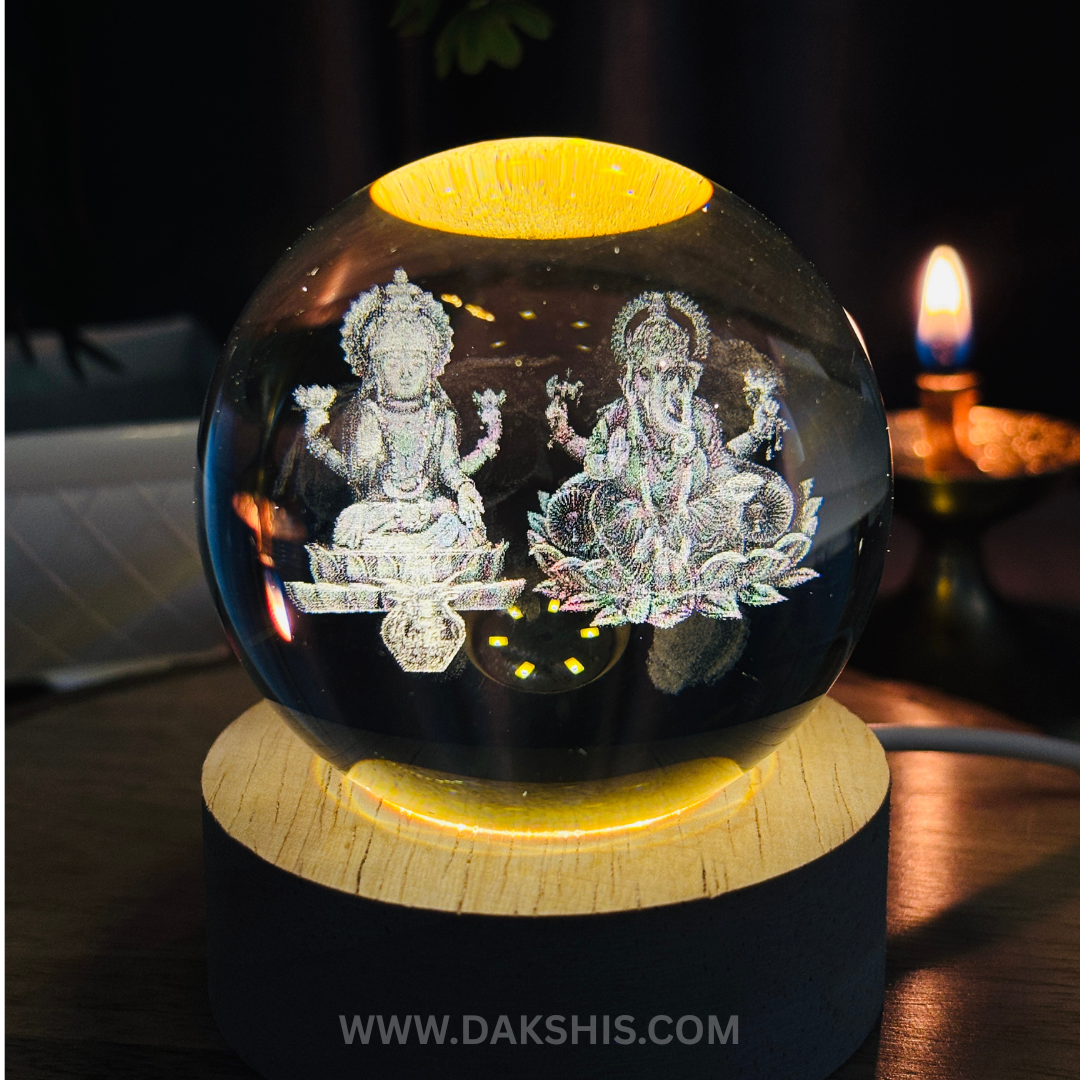 Laxmi Ganesh 3D Crystal Divine Lamp