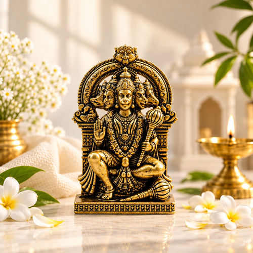 Divine Panchmukhi Bajrangbali Murti - Gold Plated