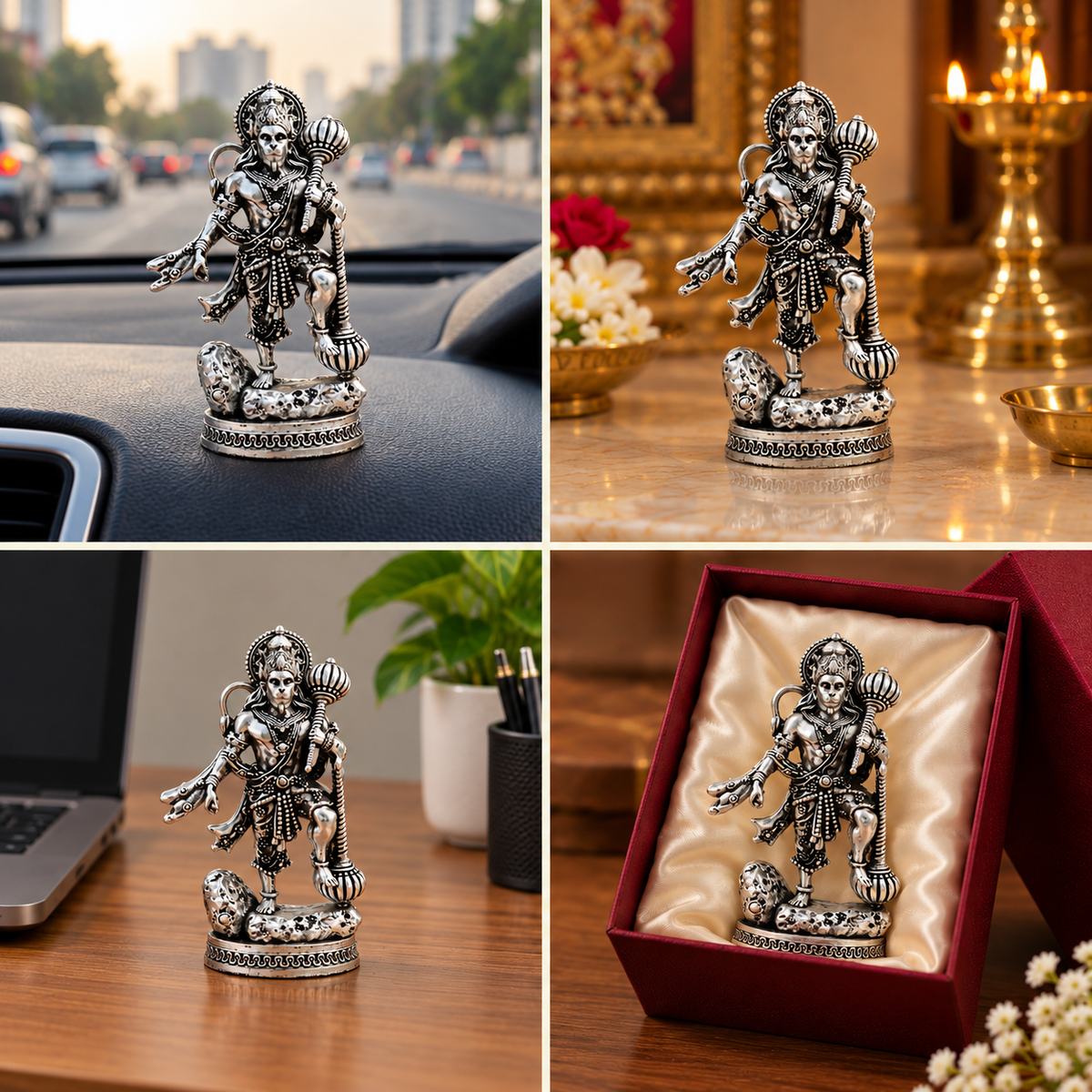 Raksha Kavach Hanuman Murti - Silver Plated