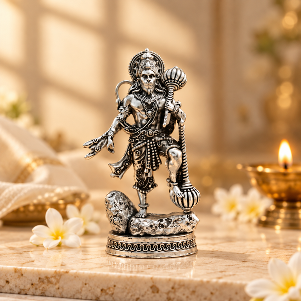 Raksha Kavach Hanuman Murti - Silver Plated