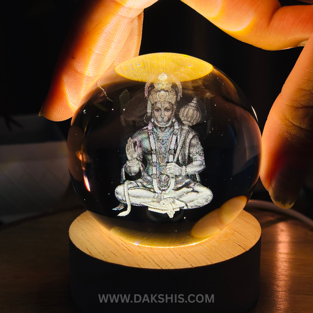 Hanuman Ji 3D Crystal Divine Lamp