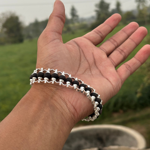 Silver Plated Karungali Bracelet - Shrawan Sale Live