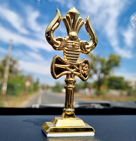 18K Gold Plated Premium Car Desk Trishool