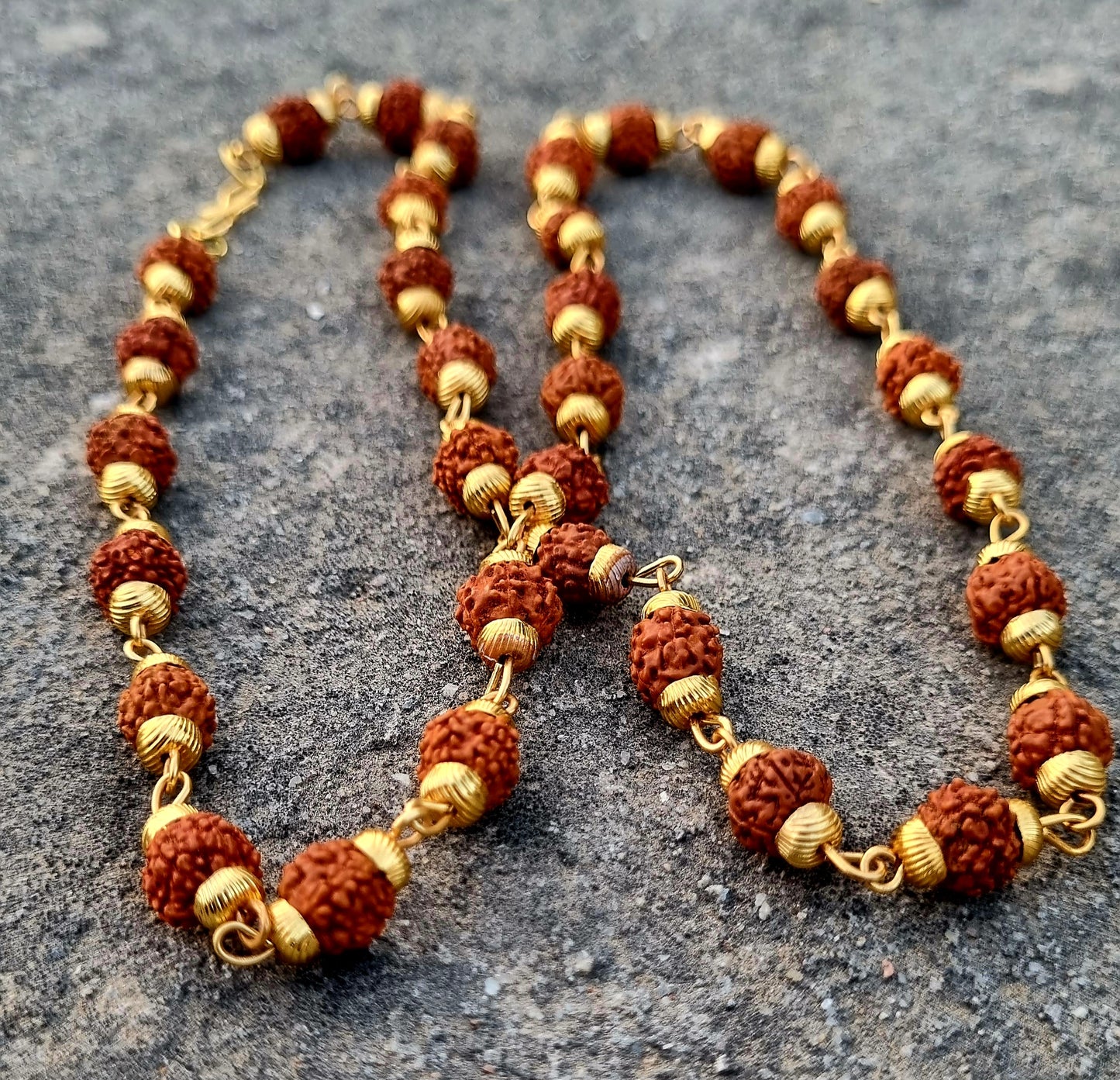 18K Gold Plated 5 Mukhi Rudraksha Mala