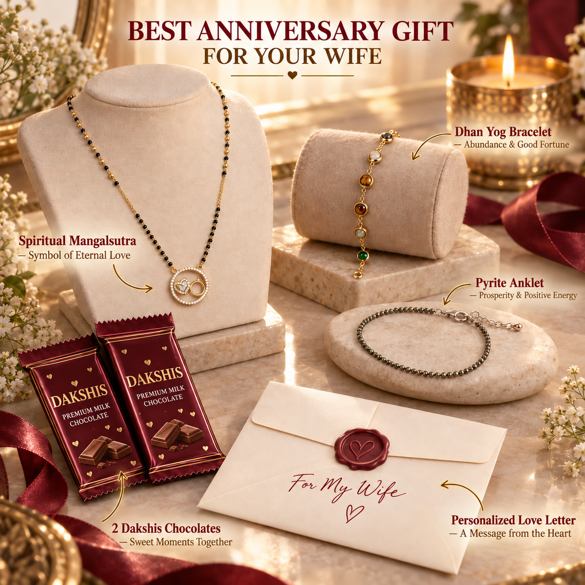 Divine Love Anniversary Gift Set for Wife – 5 Meaningful Gifts in 1