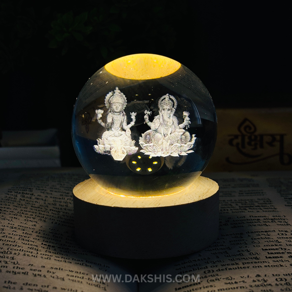 Laxmi Ganesh 3D Crystal Divine Lamp