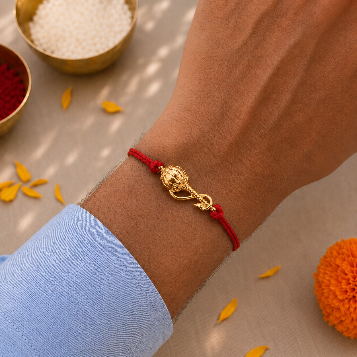 Gada Raksha Rakhi - Gold Plated