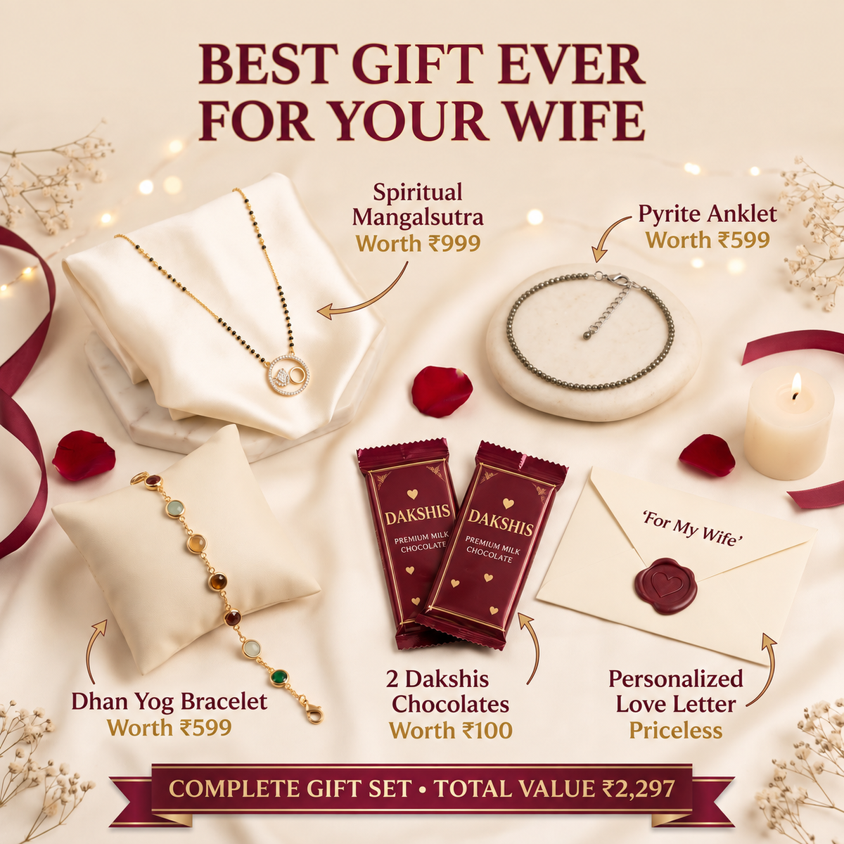 Divine Love Anniversary Gift Set for Wife – 5 Meaningful Gifts in 1