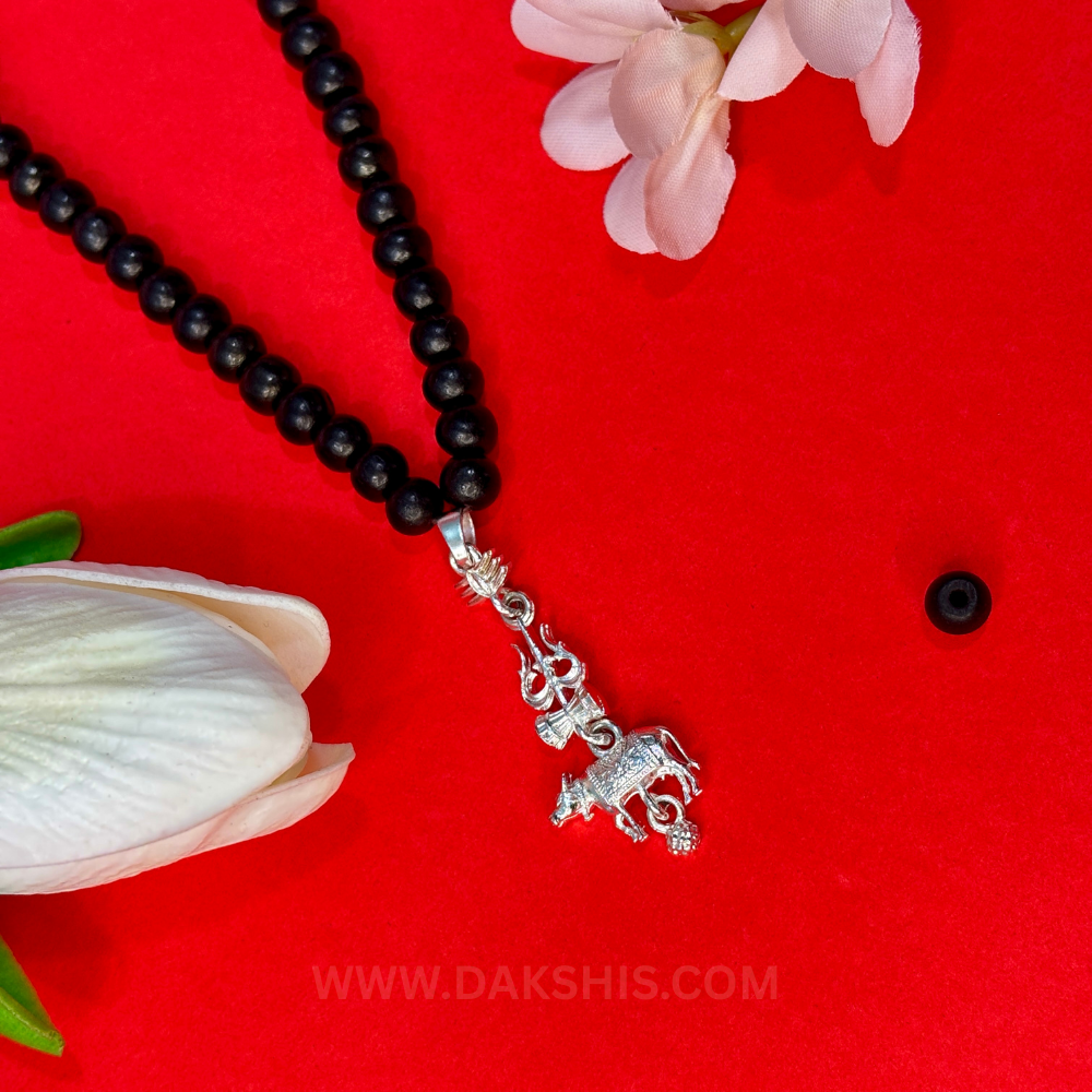 Shiv Trishul Nandi Pendant & Karungali Malai ( Varanasi Locket )