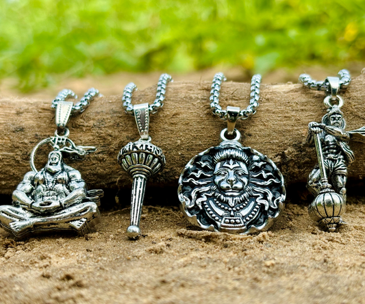 Lord Hanumanji Pendant Combo ( Silver Plated )