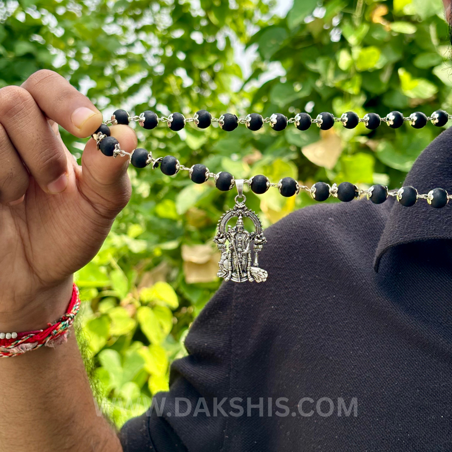 Karungali Malai with Silver Murugan Pendant