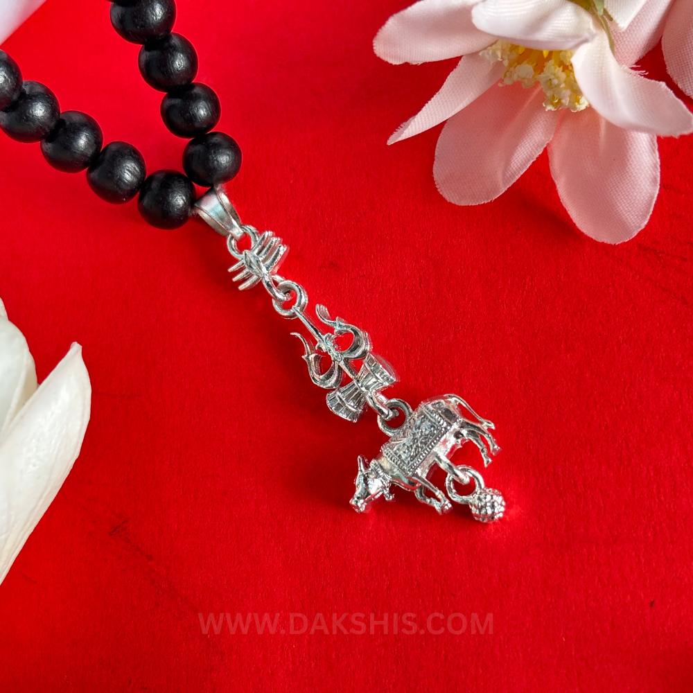 Shiv Trishul Nandi Pendant & Karungali Malai ( Varanasi Locket )