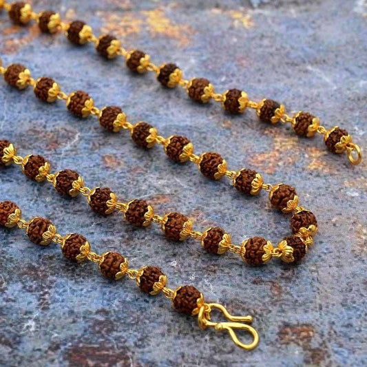 18K Gold Plated 5 Mukhi Rudraksha Mala