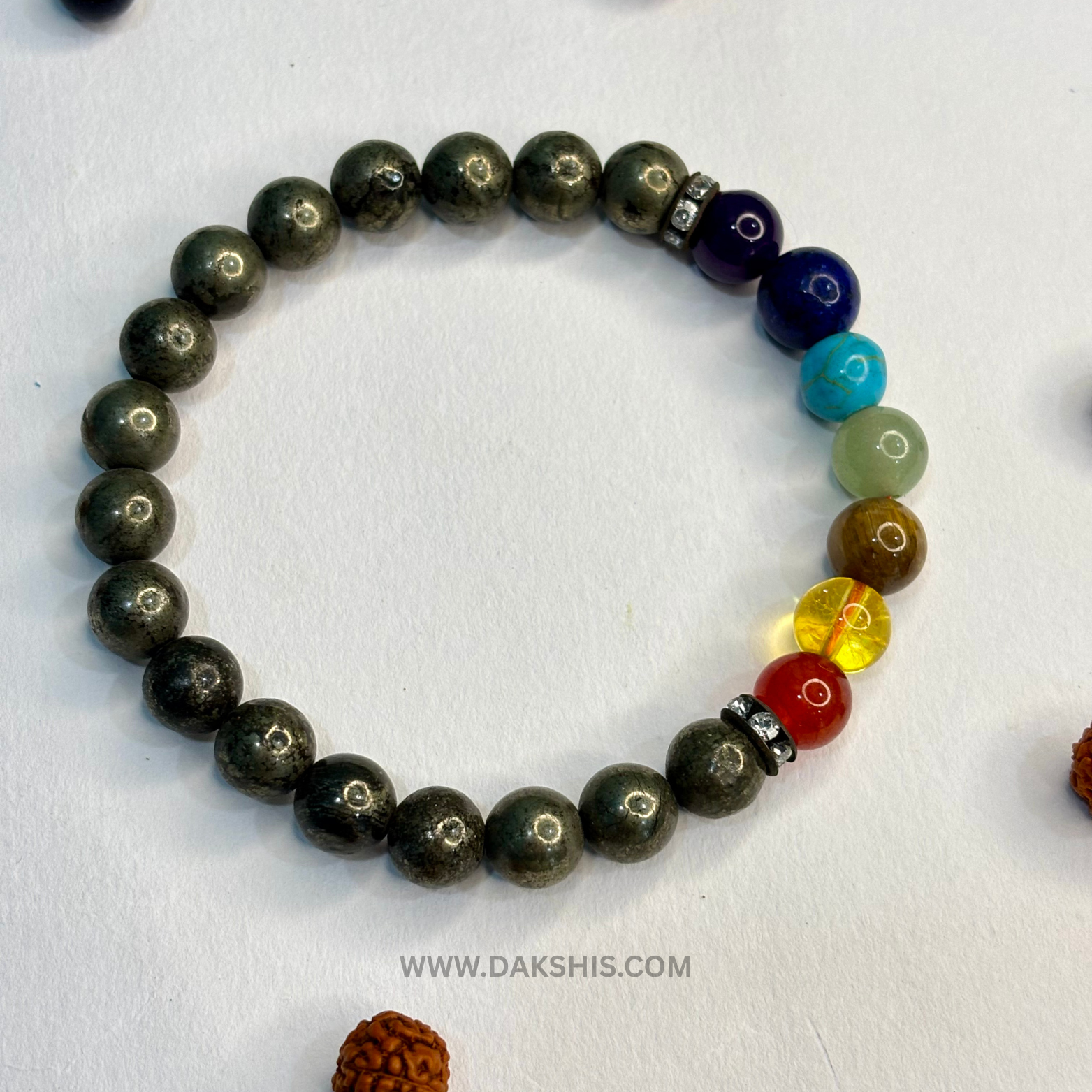 7 Chakra Pyrite Bracelet - Energy, Balance & Wealth