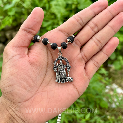 Karungali Malai with Silver Plated Murugan Pendant