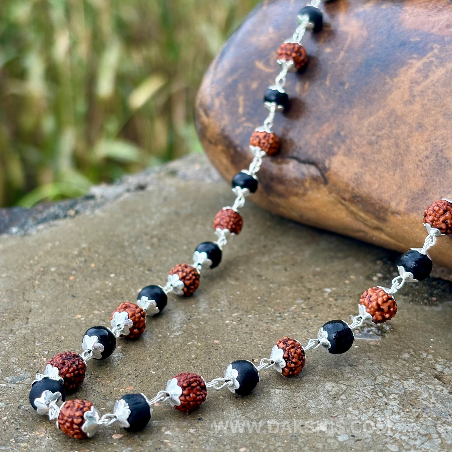 Silver Plated Rudraksha Karungali Mala