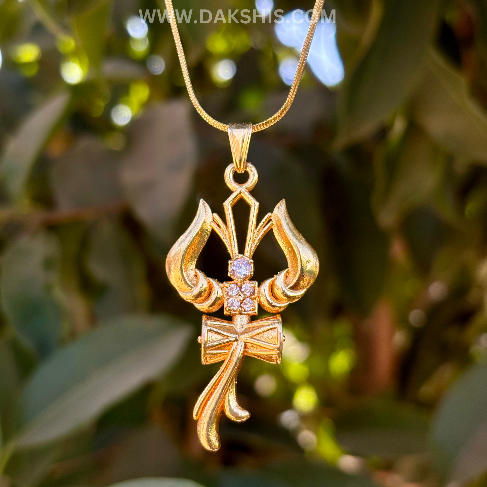 Trishul Om and Damru pendant with chain