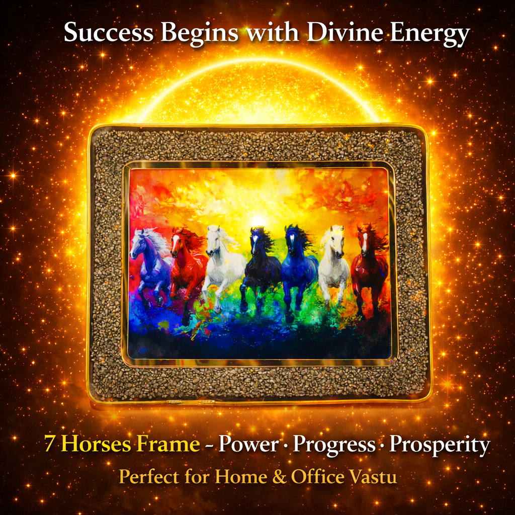 7 Rainbow Horses Pyrite Wealth Frame