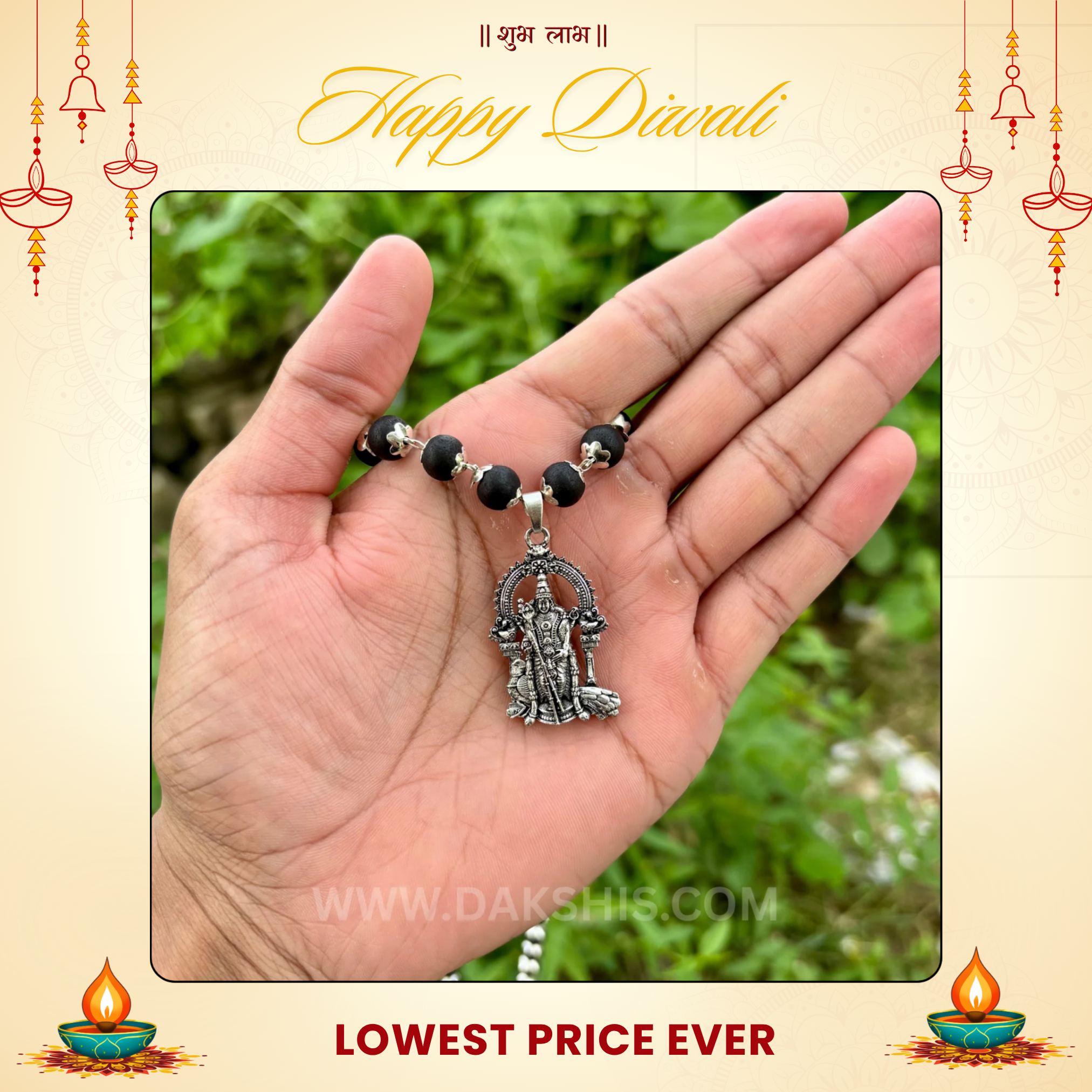 Karungali Malai with Silver Murugan Pendant