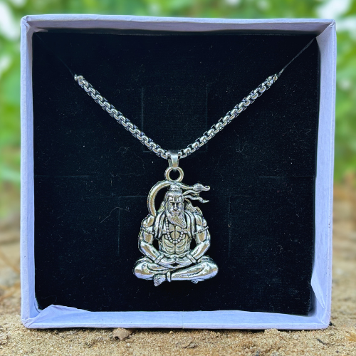 Pure Silver Plated Hanuman Locket With Chain