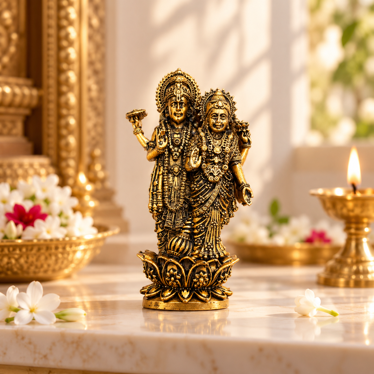 Shri Lakshmi Vishnu Ji Idol – Gold Plated | Dhanteras Special