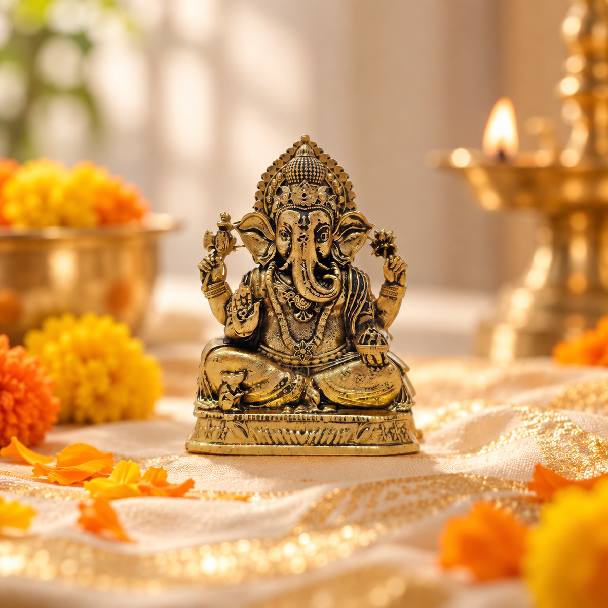 Siddhivinayak Ganesh Ji Murti – Gold Plated
