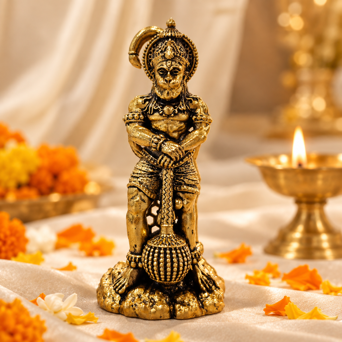 Shri Bahubali Hanuman Ji Murti – Gold Plated