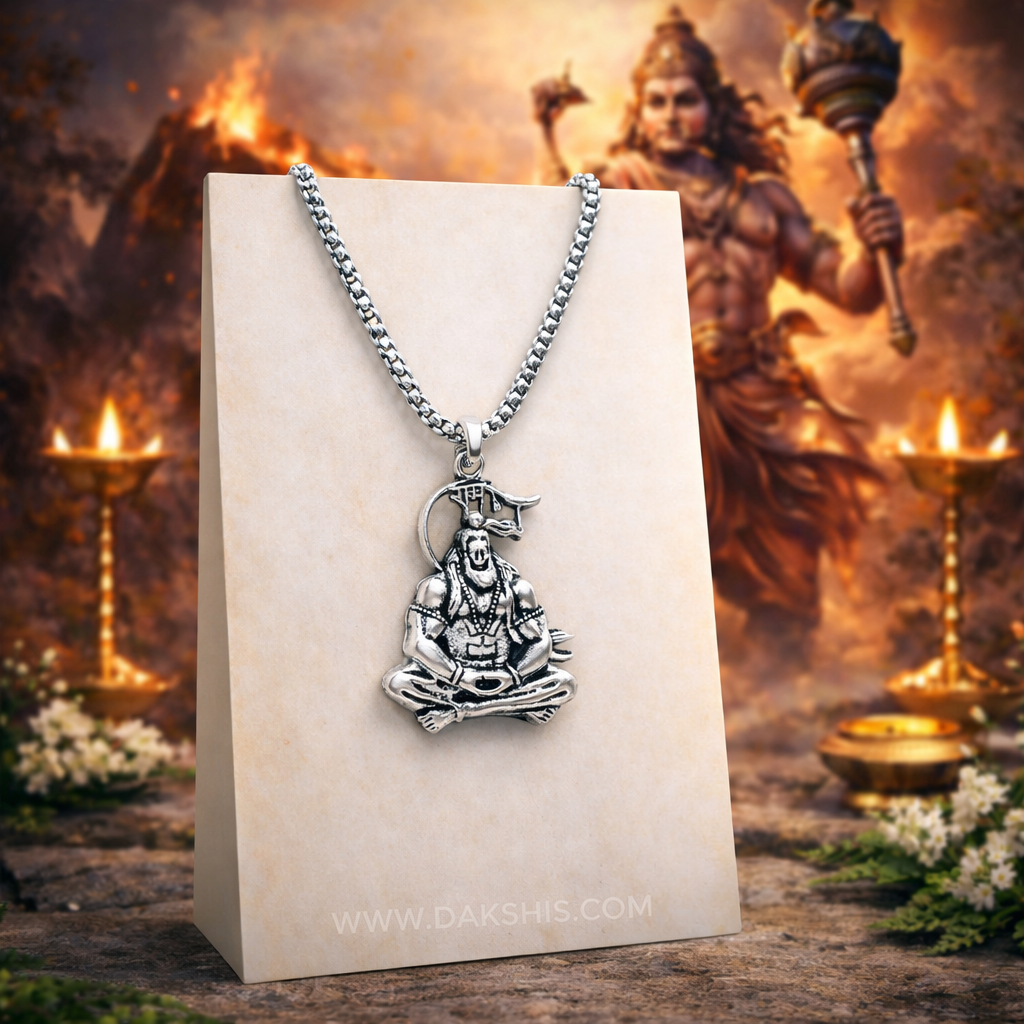 100% Silver Plated Hanuman Locket With Chain