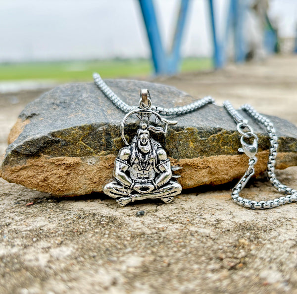 100% Silver Plated Hanuman Locket With Chain