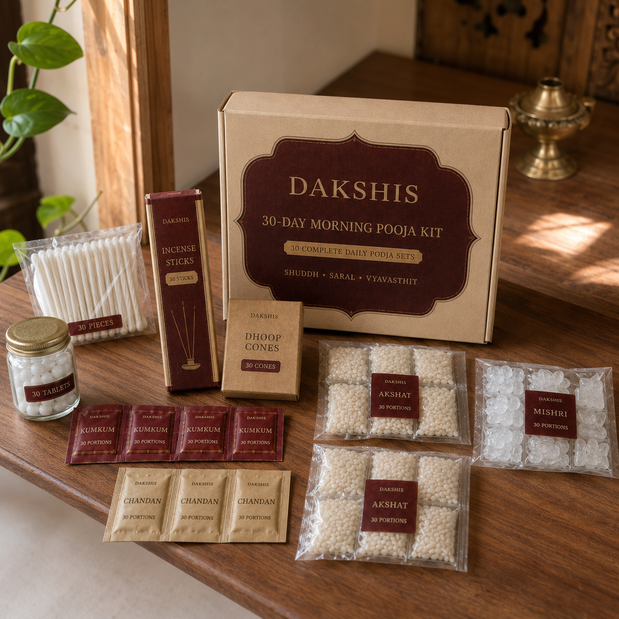 Dakshis 30-Day Complete Morning Pooja Kit - Everything You Need in One Box