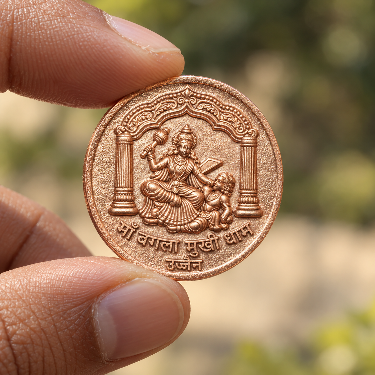 Maa Baglamukhi Coin Gold Plated