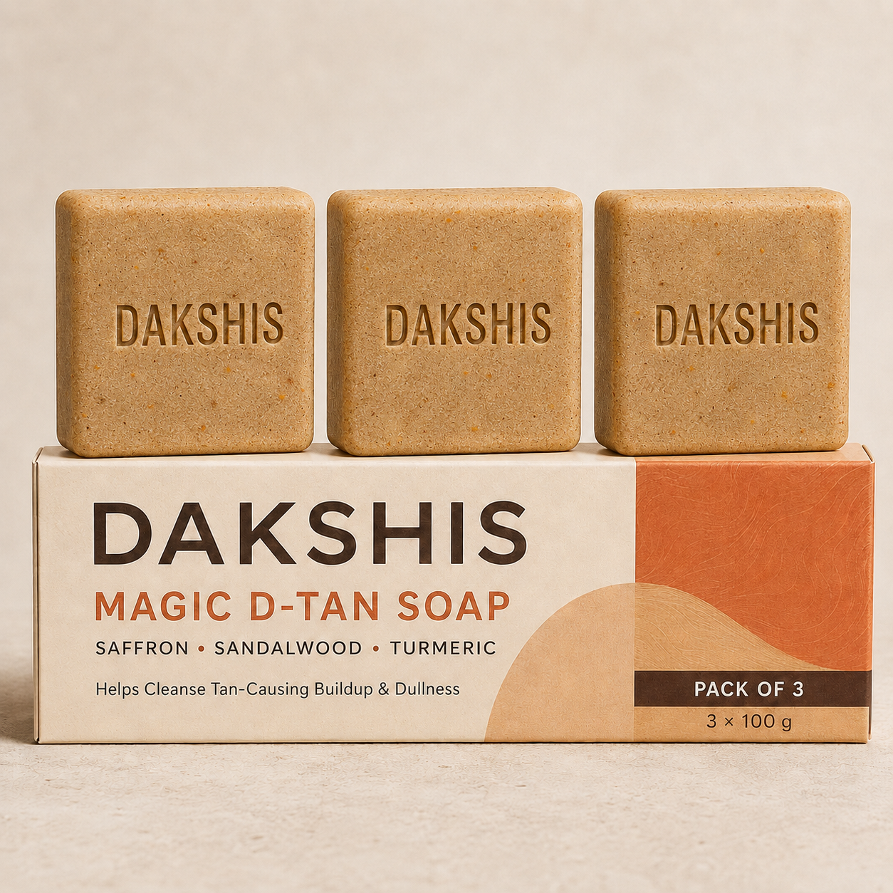 Dakshis D-Tan Soap – Saffron, Sandalwood & Turmeric | Pack of 3