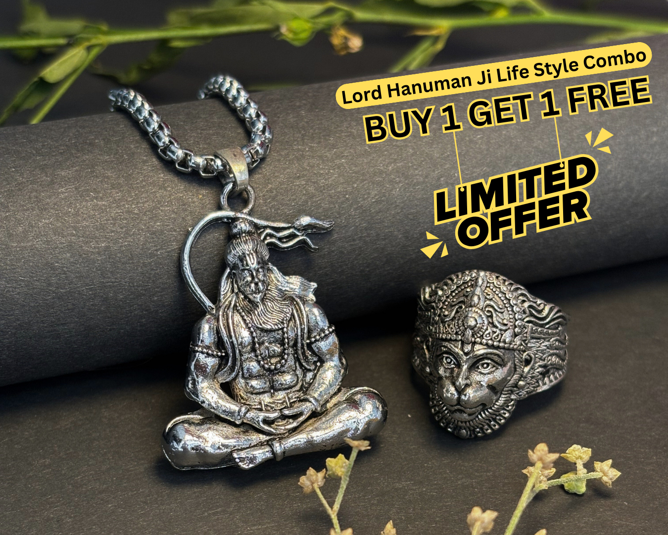 Hanumanji Necklace & Ring Combo ( Buy 1 Get 1 Free )